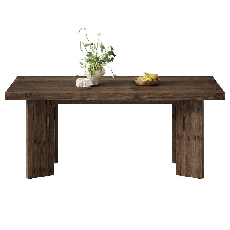 63-Inch Dining Table, Solid Wood Kitchen Table for 4-6 People