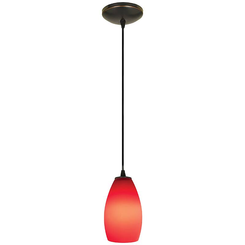 Access Lighting Champagne 1 Light LED Pendant - 5" Wide with Red Glass
