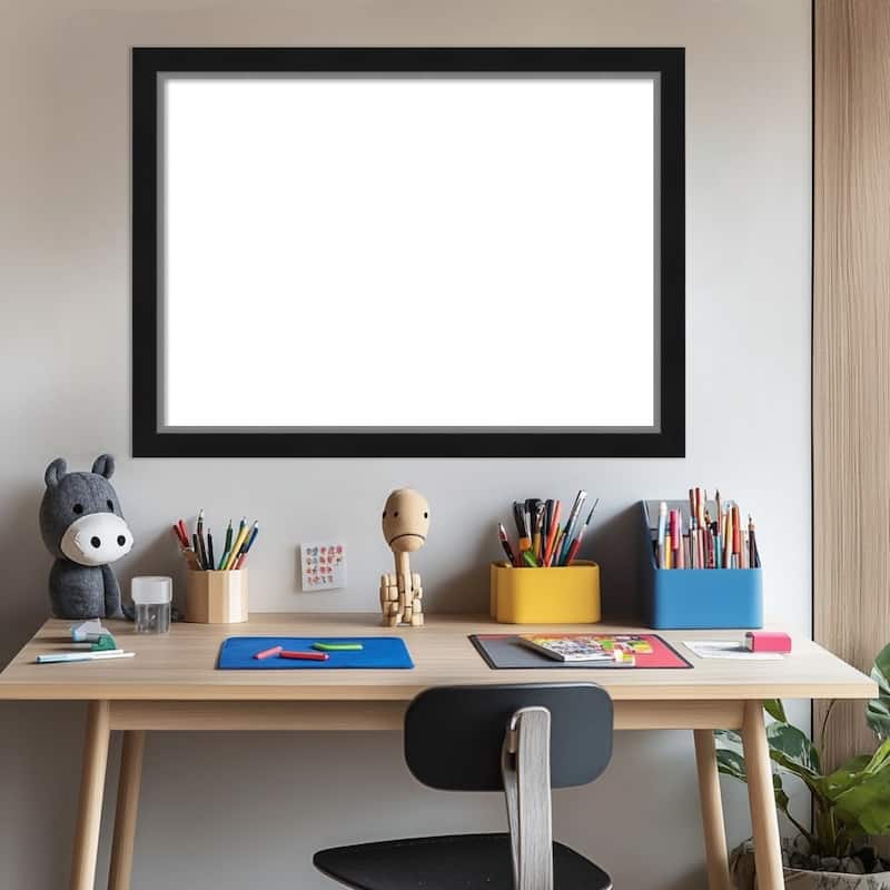 Amanti Art Eva Black Silver Narrow Framed Dry Erase Magnetic Board