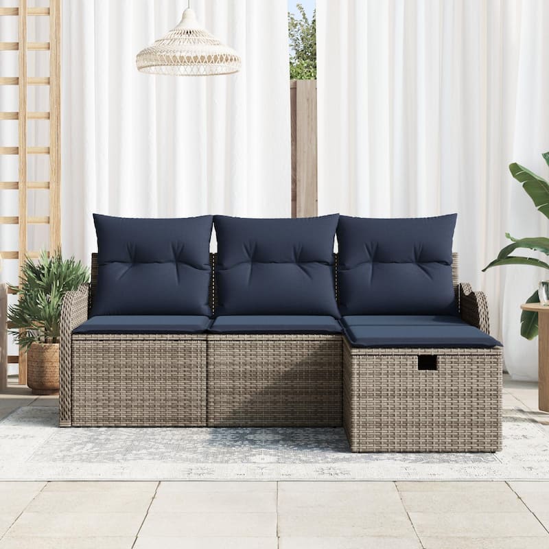 vidaXL 4 Piece Garden Sofa Set with Cushions - 69.3×46.1×27.2