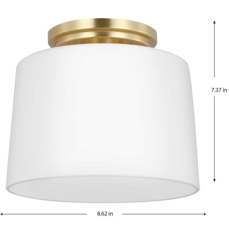 Adley Collection One-Light Satin Brass Etched Opal Glass New Traditional Flush Mount Light - 8.62 in x 8.62 in x 7.37 in