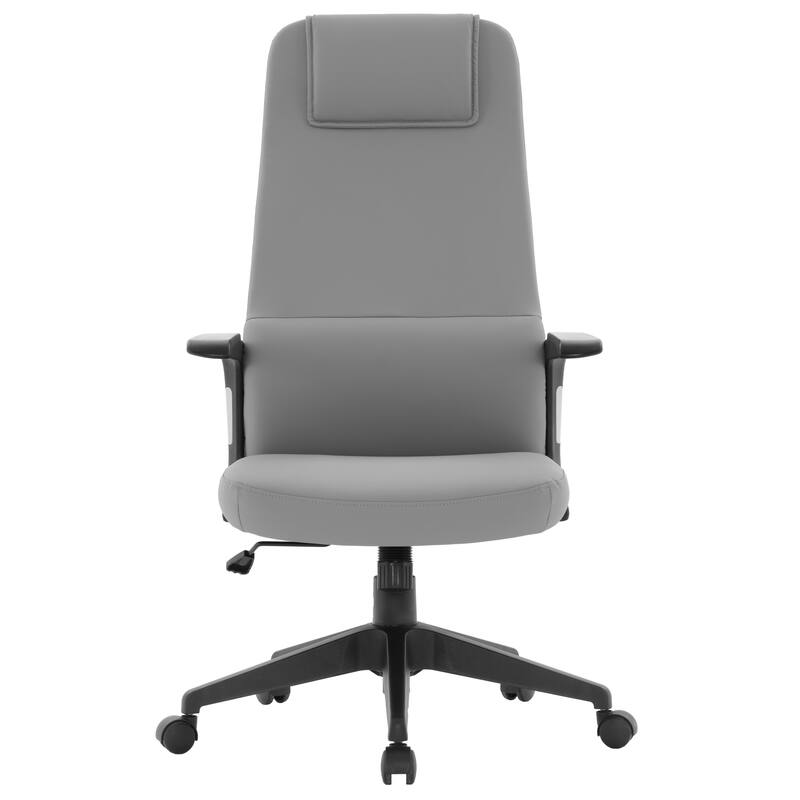 Nexa Ergonomic Leather/Polyester High-Back Office Chair with Padded Headrest, Adjustable Height, Swivel, and Smooth Casters