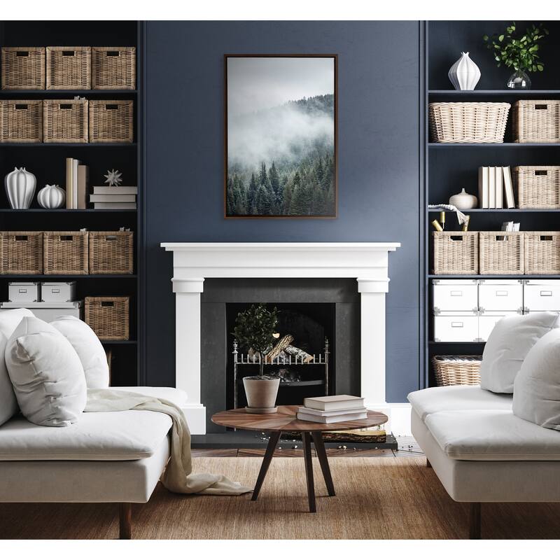 Kate and Laurel Sylvie Evergreens In Fog Framed Canvas by Emiko and Mark Franzen of F2Images