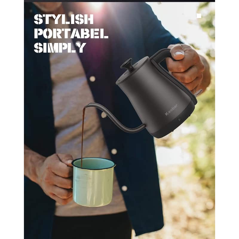 0.8L Stainless Steel Electric Gooseneck Kettle with Auto Shut Off On