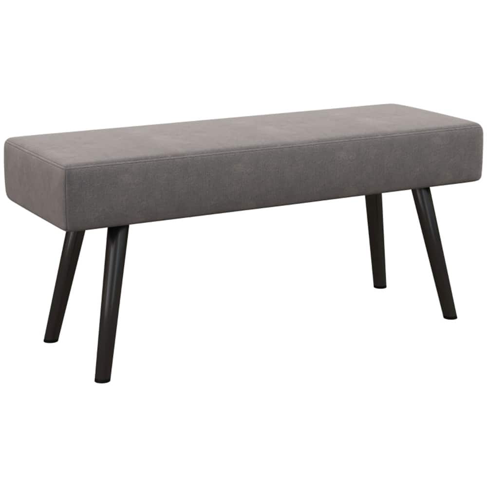Grey Velvet Upholstered Bench with Steel Legs and Foot Pads Ideal for Bedroom or Entryway - 39.25" W x 14.25" D x 17.75" H