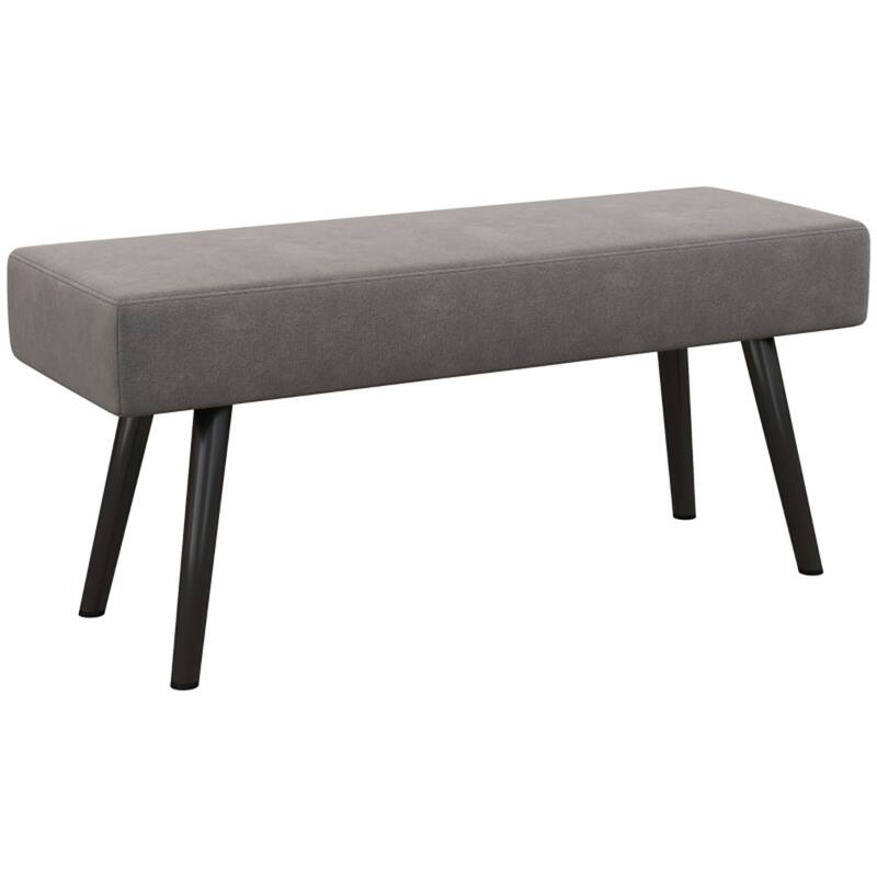 Grey Velvet Upholstered Bench with Steel Legs and Foot Pads Ideal for Bedroom or Entryway - 39.25" W x 14.25" D x 17.75" H