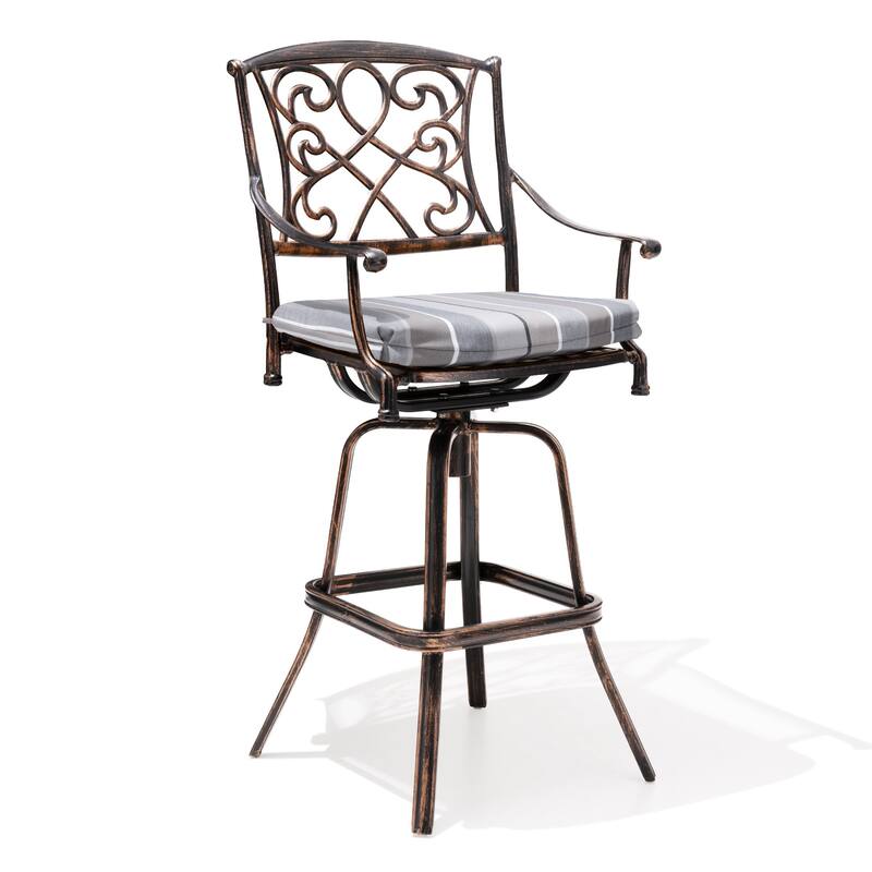 Pellebant Patio Aluminum Swivel Bar Stool with Sunbrella Cushion