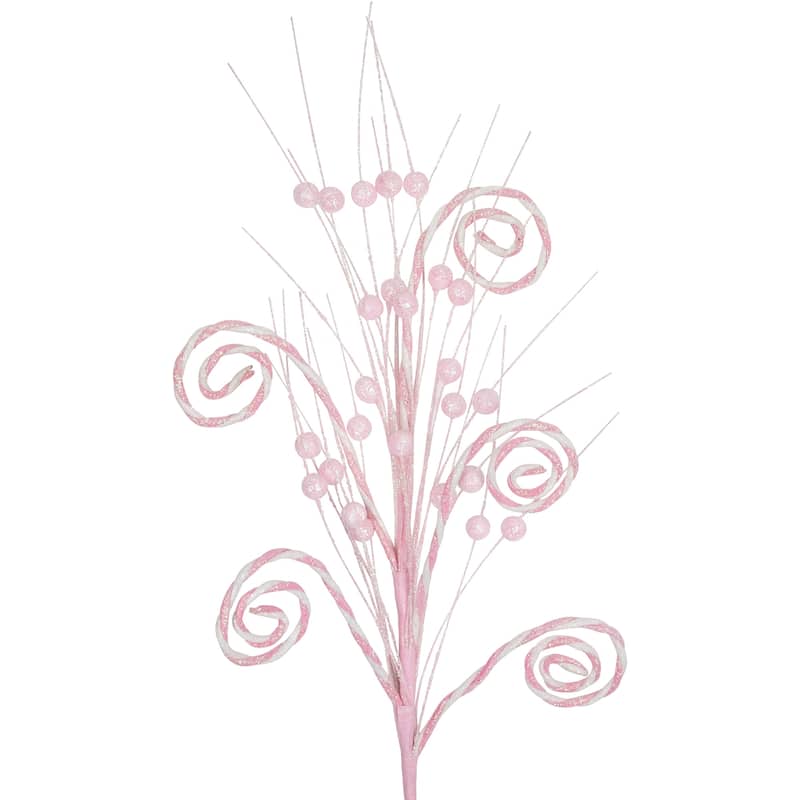 29" Pink and White Candy Cane Swirls Christmas Spray