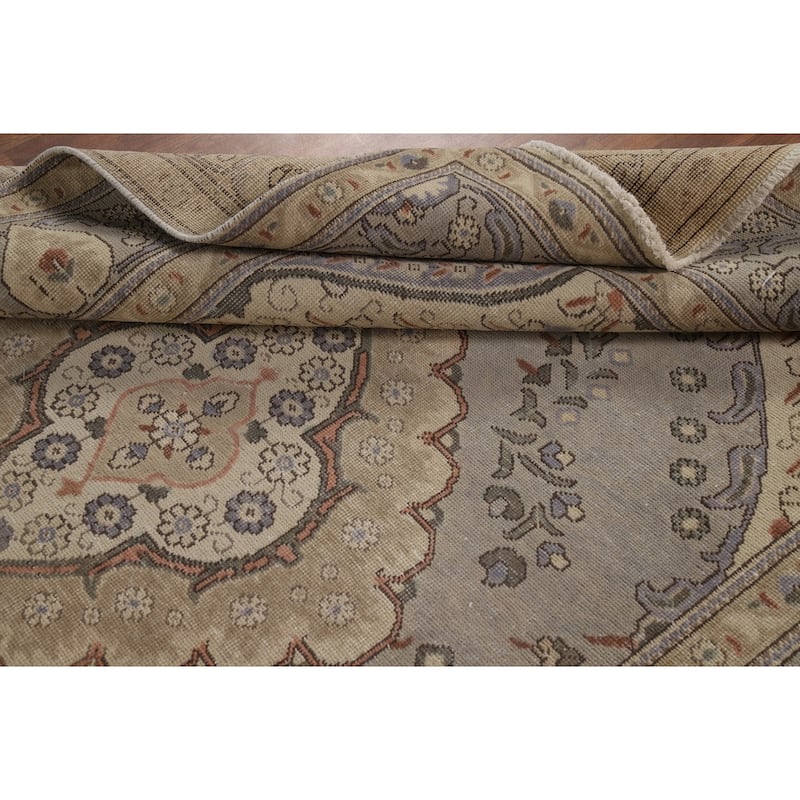 Gray Medallion Tabriz Persian Area Rug Handmade Wool Carpet - 6'5"x 9'0"