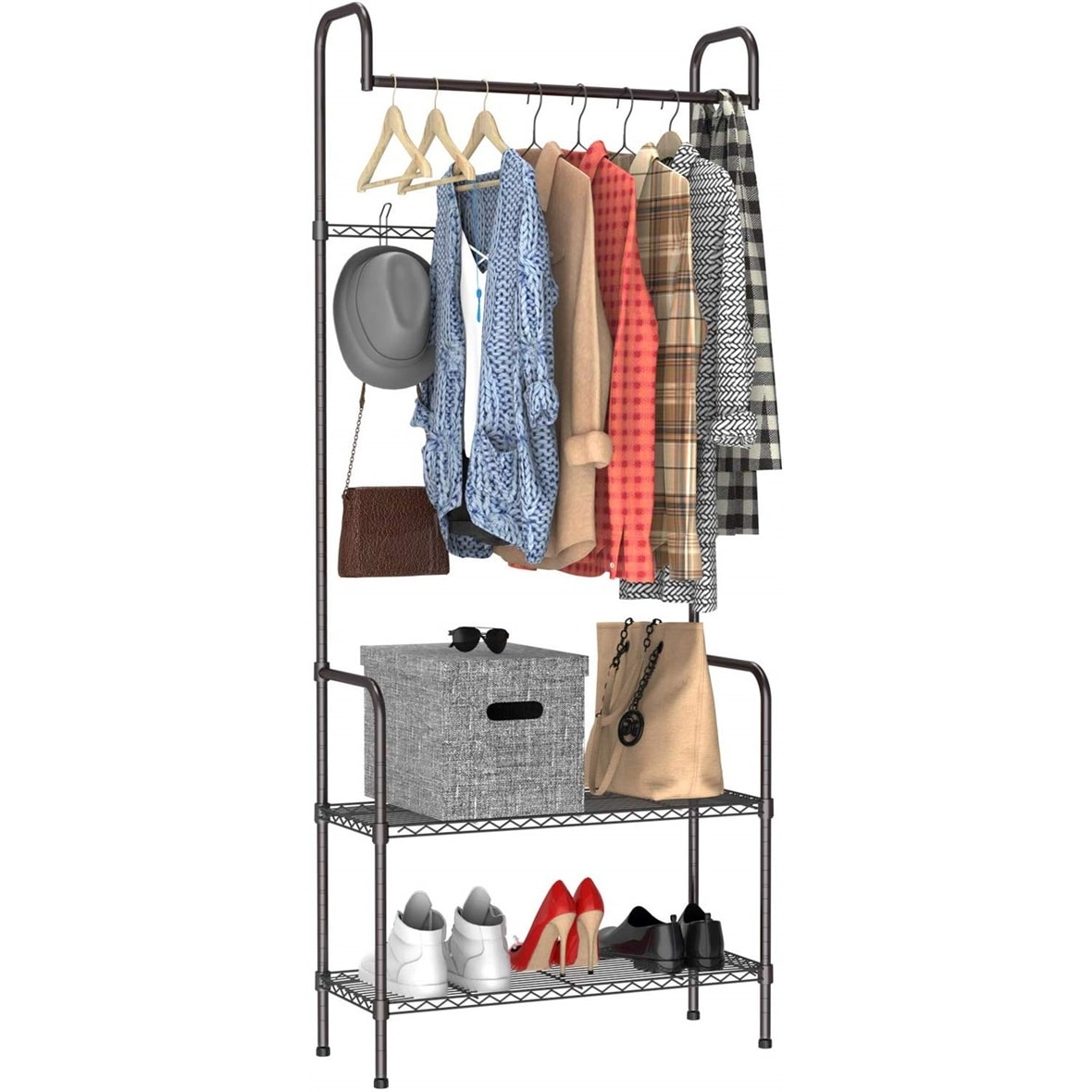 Shop 2 Tier Adjustable Garment Rack Entryway Closet Rack