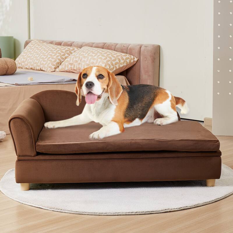 Dark Brown Soft Velvety Large-Sized Dogs and Cats Dog Couch Suitable for Any Room or Clinic - 36” x 23” x 16”