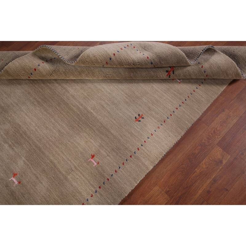 Tribal Beige Gabbeh Oriental Accent Rug Handmade Wool Carpet - 3'11"x 5'9"