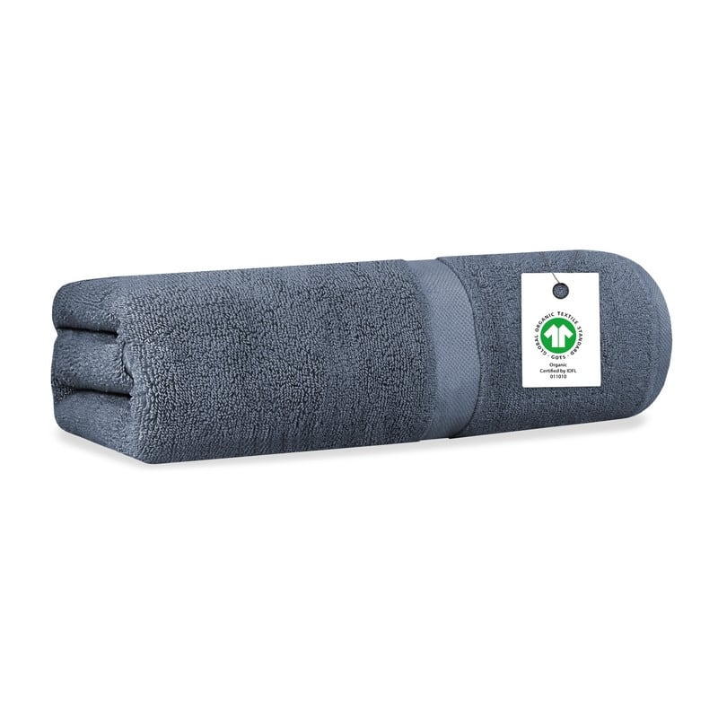 Delara Organic Cotton Luxuriously Plush Bath Sheet | GOTS & OEKO-TEX Certified | 650 GSM Long Staple - Mineral Blue
