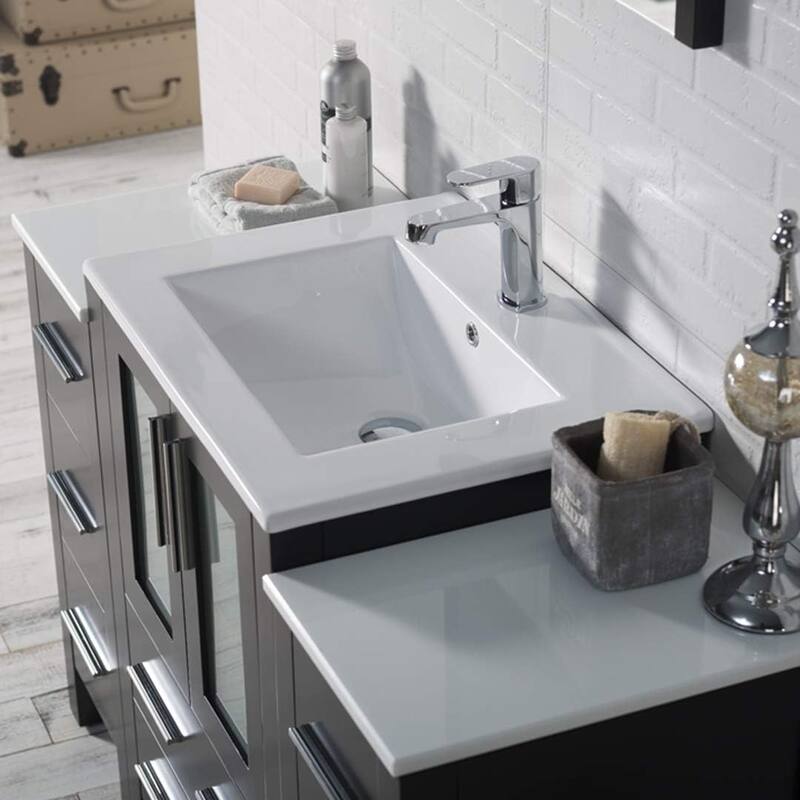 Blossom 48" Solid Wood Bathroom Vanity w/ Ceramic Sink & Side Cabinet