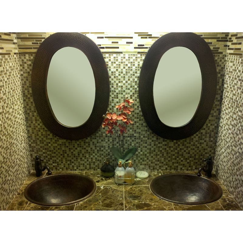 20-in Master Bath Oval Self Rimming Hammered Copper Bathroom Sink (LO20RDB)