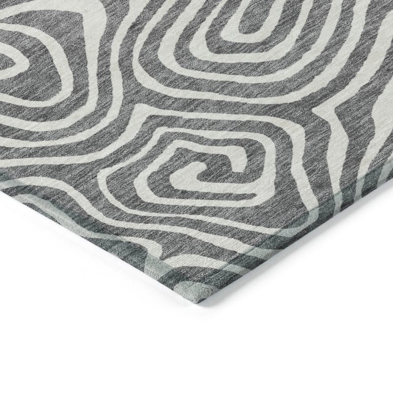 Machine Washable Indoor/ Outdoor Abstract Modern Chantille Rug