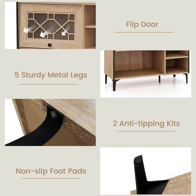 Costway Shoe Storage Cabinet with Flip Doors Adjustable and Removable - See Details