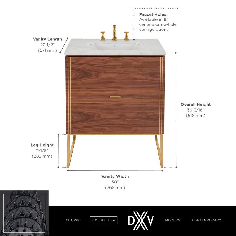 DXV Belshire 30-Inch Vanity w/ Drawer Walnut