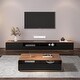 preview thumbnail 12 of 15, Modern Wood White TV Stand, Lowline Media Console with 4 Drawers, Open Storage Cabinet, Walnut Veneer, Fully-assembled