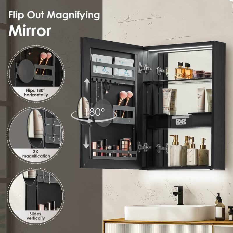 Hesili Rectangular Frameless LED Lighted Bathroom Mirror Medicine Cabinet
