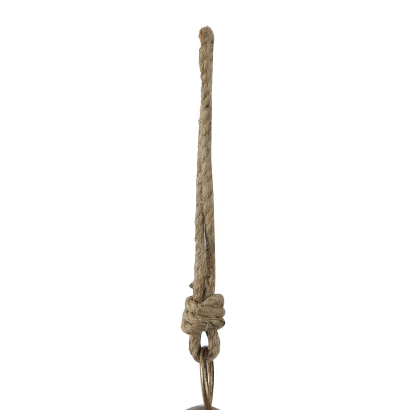 Metal Tibetan Inspired Decorative Cow Bells with Jute Hanging Rope - Set of 3 Black or Bronze - Roche River Decor