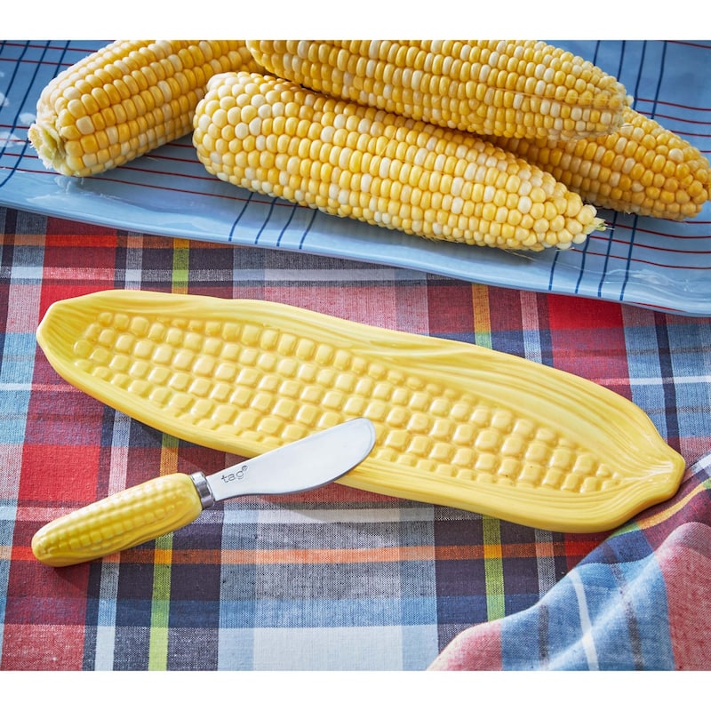 Corn On Cobb Yellow Dolomite Cheese Fruit Spreader, .9L x .9W x 2.7H