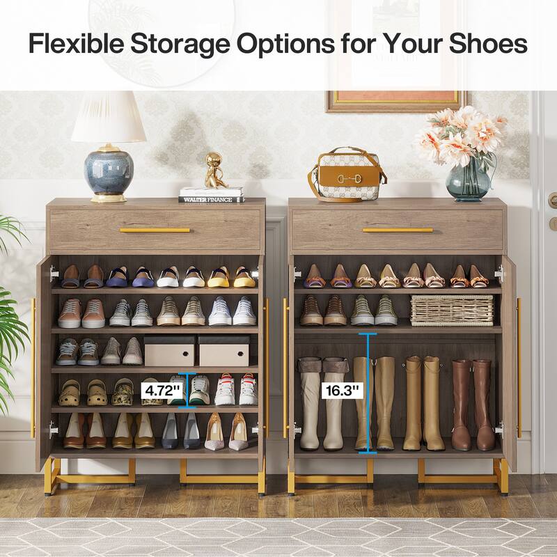 20 Pairs Modern Shoe Cabinet with Drawer for Entryway, Hallway - 31.5" W x 39.37" H x 15.75" D