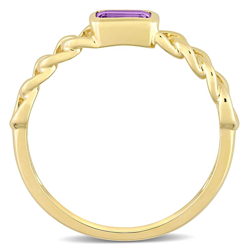 Miadora 10k Yellow Gold Amethyst Stackable Link Ring
