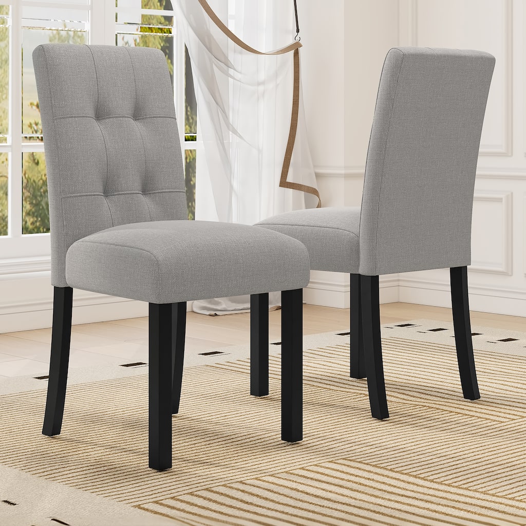 Modern Accent Chair Gray Recaption Chair Set of 4 Armless Chair Kitchen Chair Dining Chair with Wood Legs