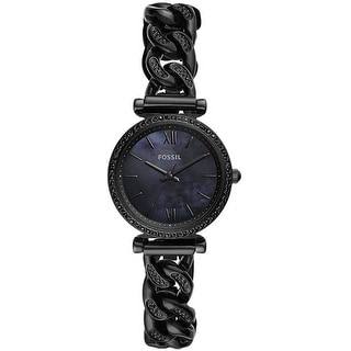 Shop Fossil Women S Black Diamond Mini Three Hand Stainless Steel Watch Overstock 31511991