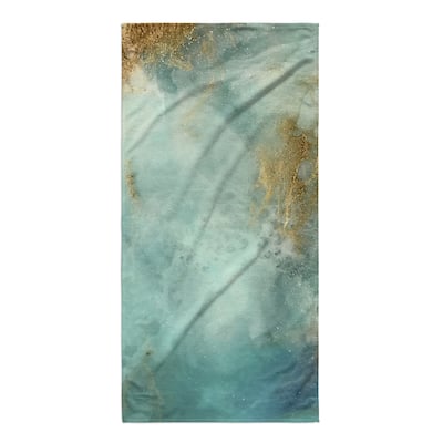 AQUA AND GOLD Beach Towel By Melissa Renee - 36" x 72"