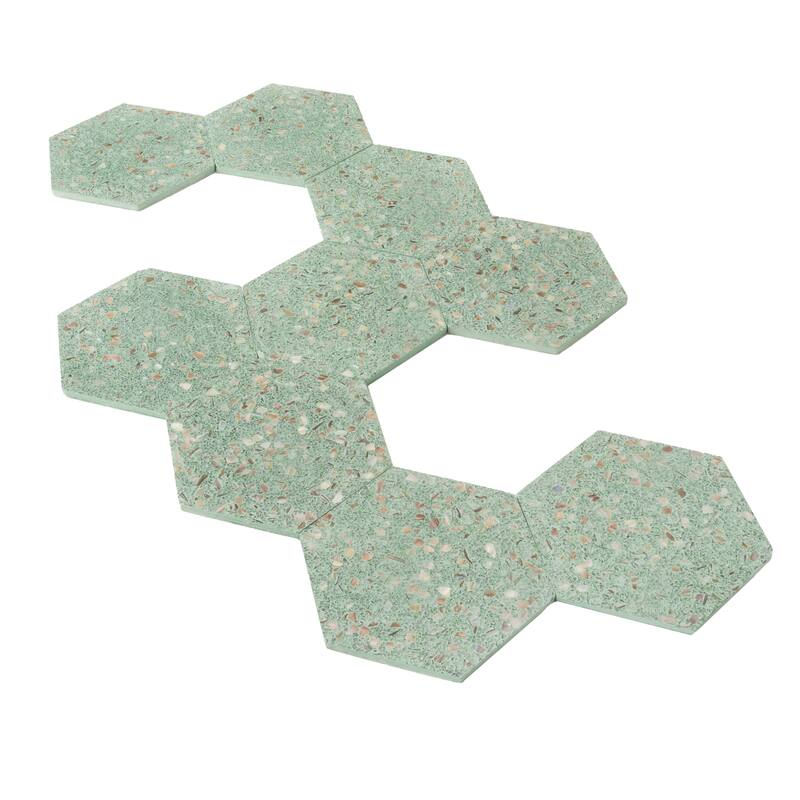 Amalfi 9x8 in. Glossy Shell, Terrazzo Hexagon Wall and Floor Tile (1.8 sq ft/case, 5-Pack)