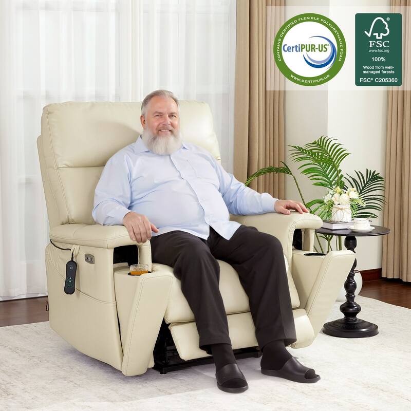 MCombo Heavy Duty Lift Chair for Elderly, Extra Wide Dual Motor Power Lift Recliner 450lbs - White