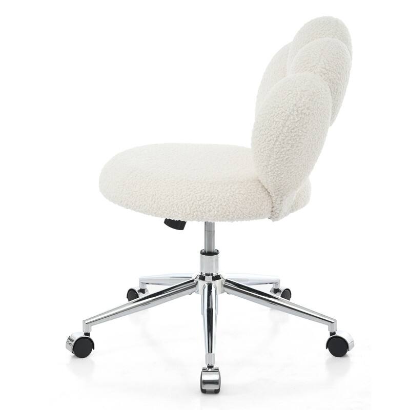 Modern Style Teddy Fabric Home Office Chair with Adjustable Height and 360°Swivel