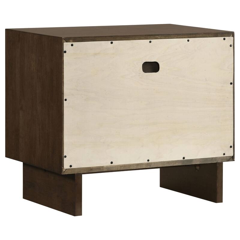 Genu Nightstand, 2 Drawers w Fingertip Handles, Warm Walnut Brown