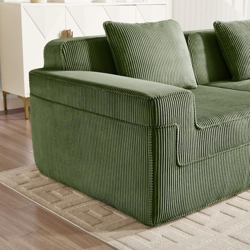 Modular L-shaped Deep Seat Boneless Cloud Sectional Sofa with Throw Pillows & Ottoman