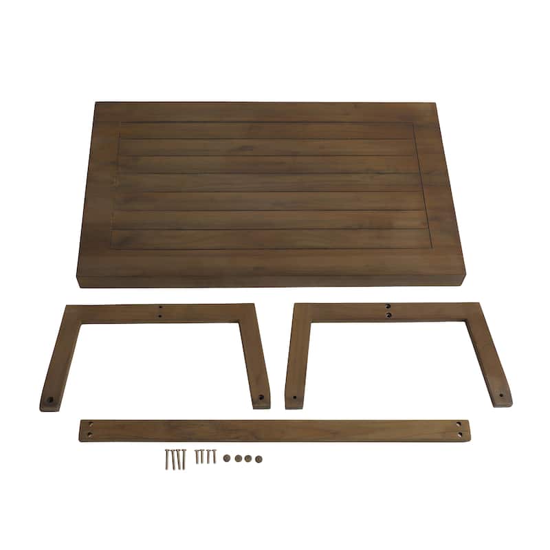 Acacia Wood Outdoor Armless Club Chair With Waterproof Cushion