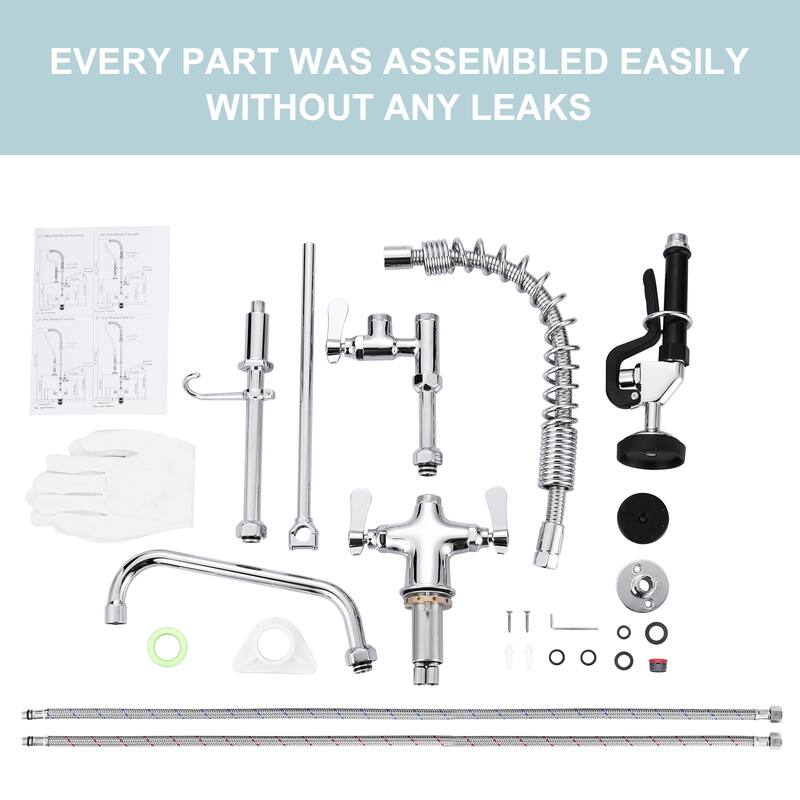 WOWOW Triple Handle Pull Down Kitchen Faucet with Pre Rinse Sprayer