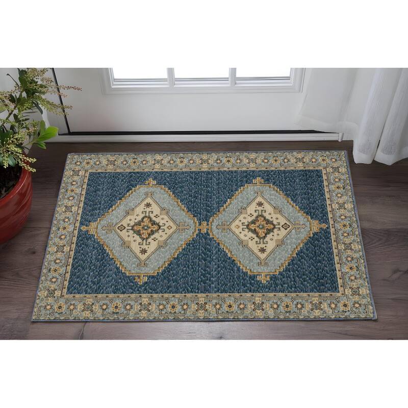 HomeRootsMedallion Bohemian Rectangle Area Rug - 39.37' X '22.83' X '0.55
