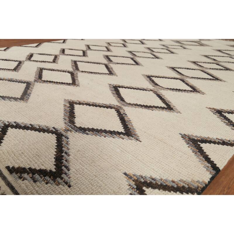 Modern Geometric Moroccan Area Rug Handmade Wool Carpet - 7'11"x 10'5"