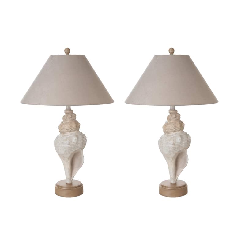 HomeRoots Set of Two 30" Beige and Brown Novelty Table Lamp Coastal With Tan Empire Shade - 6' X '30' X '6