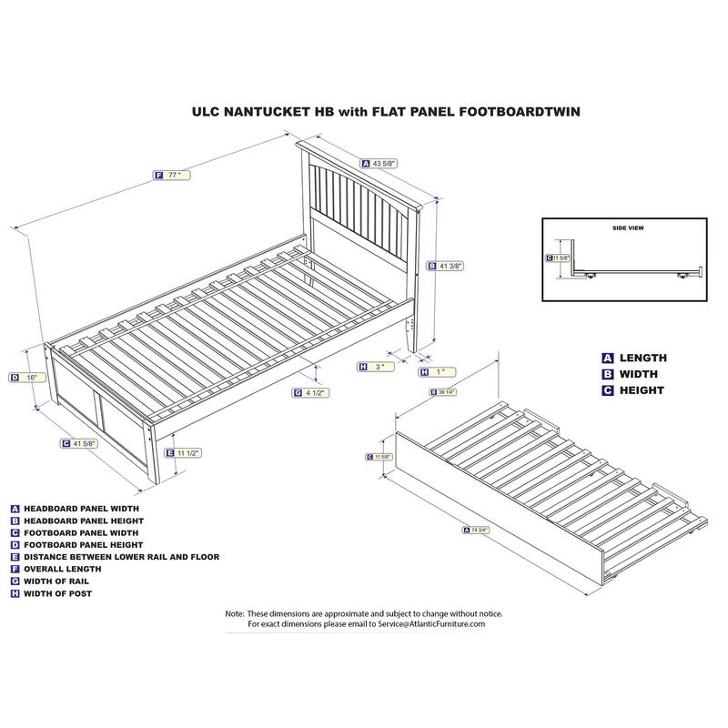 Classic Platform Bed with Trundle - Twin Size, Solid Wood Frame, White Finish, Full Size Bed Frame