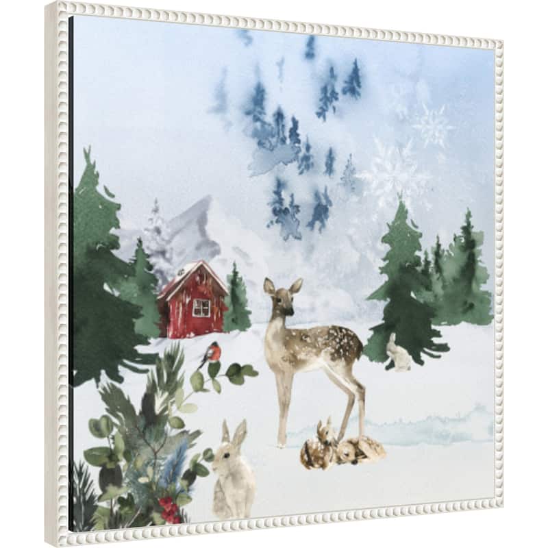 Christmas Morning by Emel Tunaboylu (22 x 22 in.), Framed Canvas Wall Art Print - Sylvie Beaded White