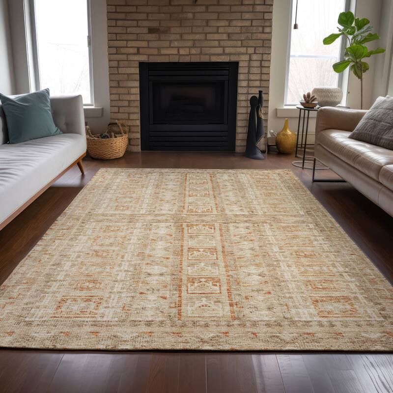 Machine Washable Indoor/Outdoor Global Traditional Chantille Rug