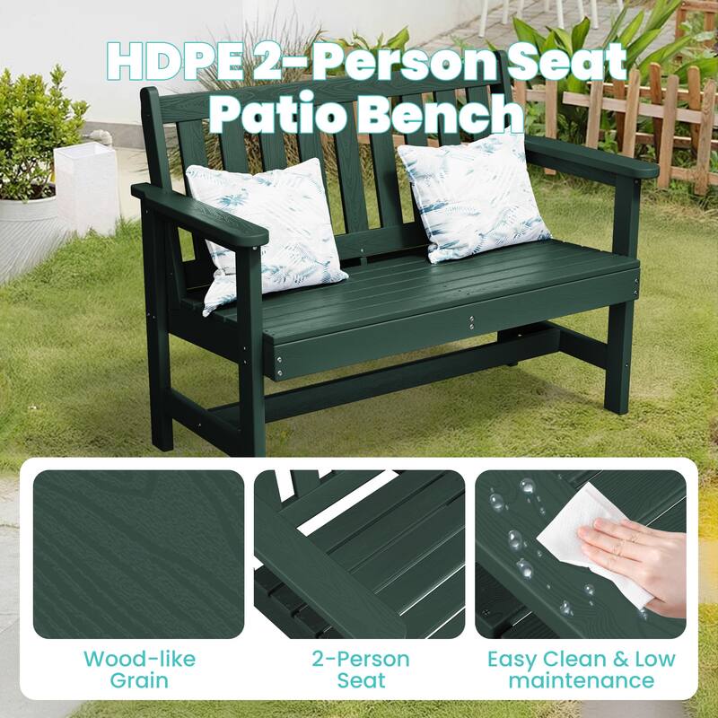 Outdoor 2-Person Garden Bench 42.92-in W x 35.83-in H