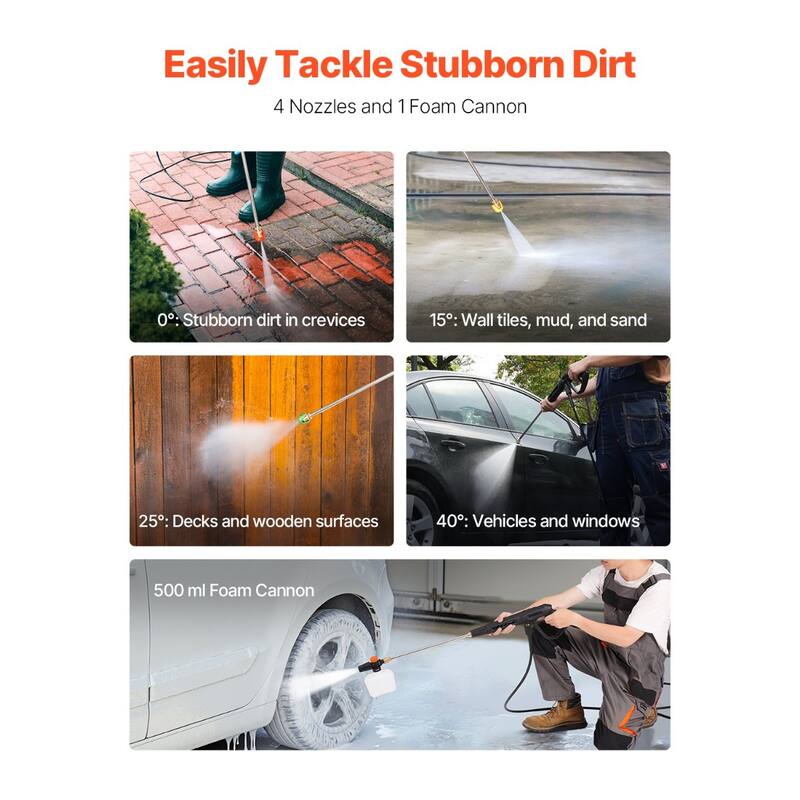 Electric Pressure Washer 2700 PSI with Nozzles & Foam Cannon - 16.54 x 18.11 x 25.20 inch
