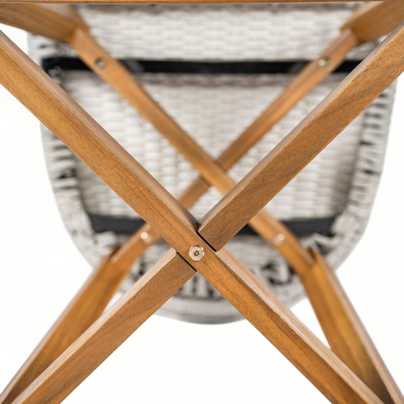 Outdoor Bar Stool, Wood with Wicker, Set of 2