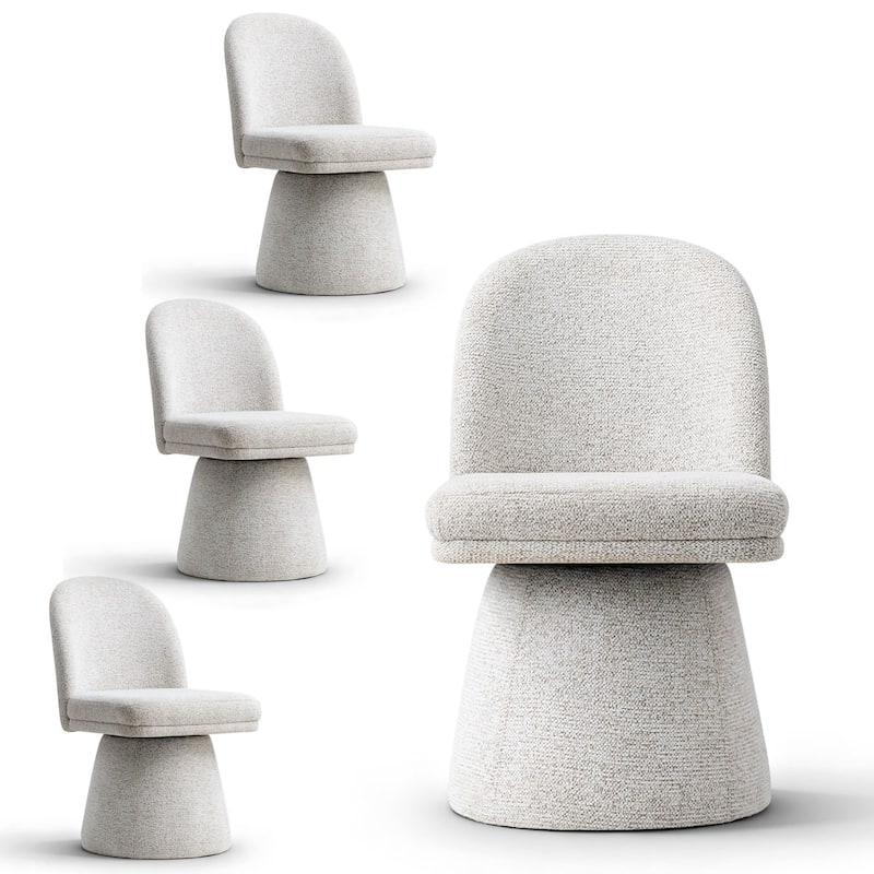 Upholstered Fabric 360°Swivel Dining Chair(Set of 4)