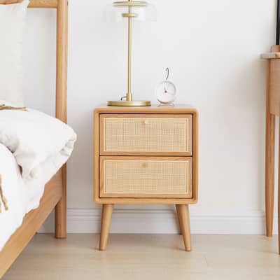 Pure Solid Wood Bedside Cabinet Simple Oak Bedside Nordic Solid Oak Storage Cabinet 0.4m