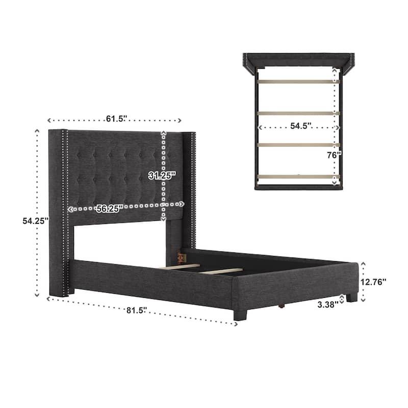 Melina Tufted Linen Wingback Platform Bed by iNSPIRE Q Bold